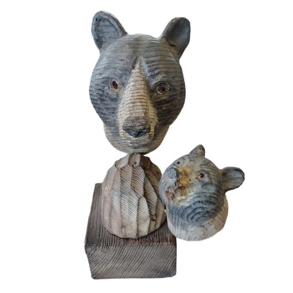 Hand Carved Wood Black Bear And Cub Mounted Lodge Decor Cabin‎ 10 X 7 - Picture 2 of 10